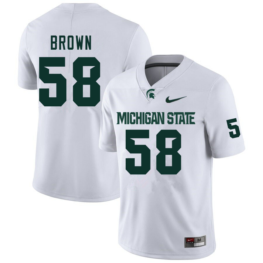 Men #58 Spencer Brown Michigan State Spartans College Football Jerseys Sale-White